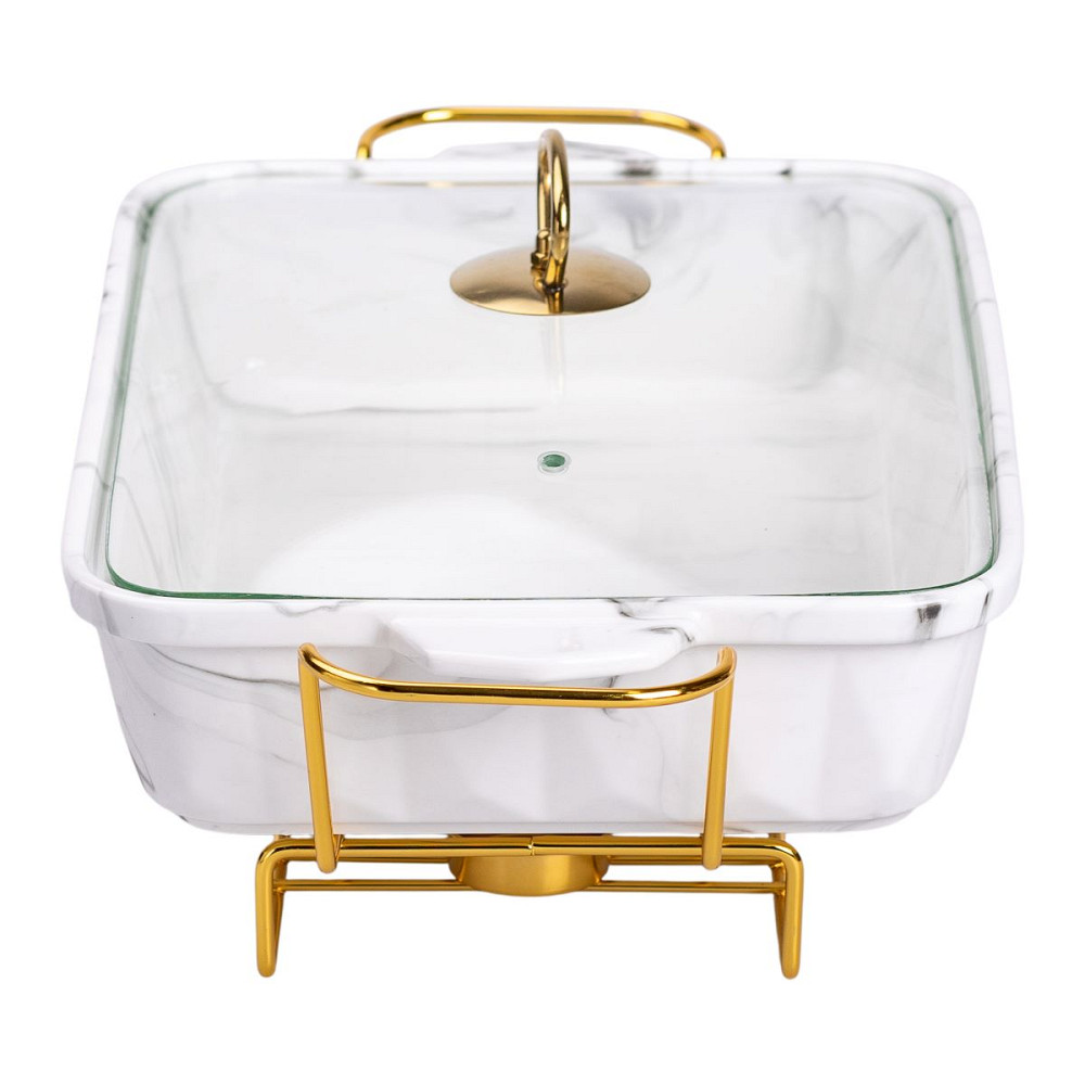 Yiwu Настільний марміт 2 літри прямокутний порцеляновий 40х22.5х15.5 см на підставці Lugi Коломыя - изображение 5