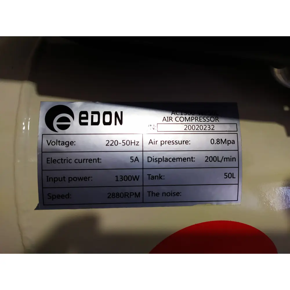 Мощный воздушный компрессор EDON AC 1300-WP50L: 1300 Вт, 200 л/мин, объем ресивера 50 л Киев - изображение 7