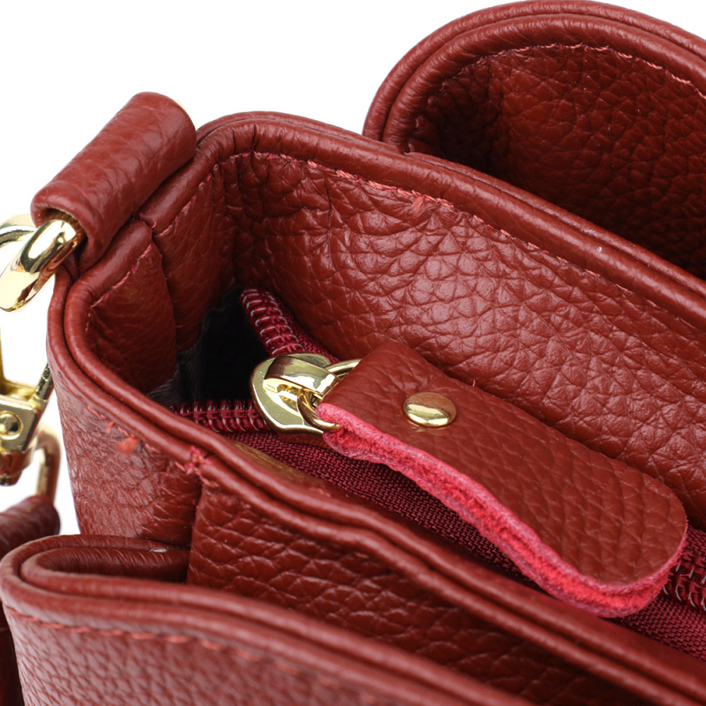 Яскрава жіноча шкіряна сумка з трьома секціями Vintage 22981 Червоний Київ - фото 6