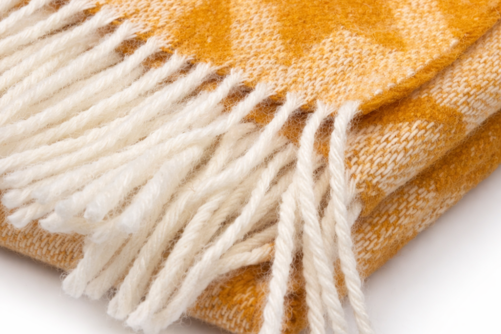 Плед вовняний Vladi 140x200 см жовто-гарячий гірчичний із новозеландської вовни Коломыя - изображение 10