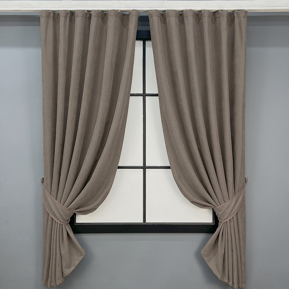 Комплект коротких штор VR-Textil Микровелюр Petek YL № 1707ш Какао 140х170 см 2 шт (35-0436) Киев - изображение 1