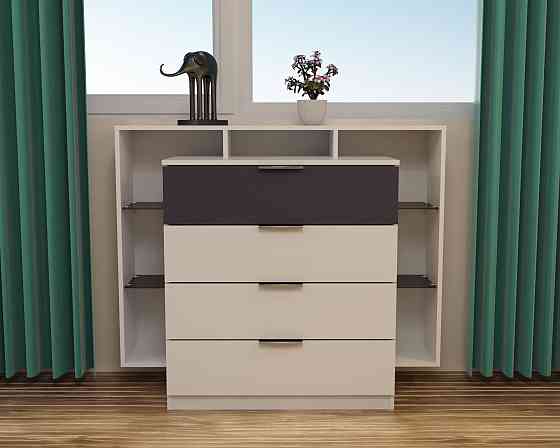 Комод Крістал, Білий/Антрацит, 1200/450/1000 Львів