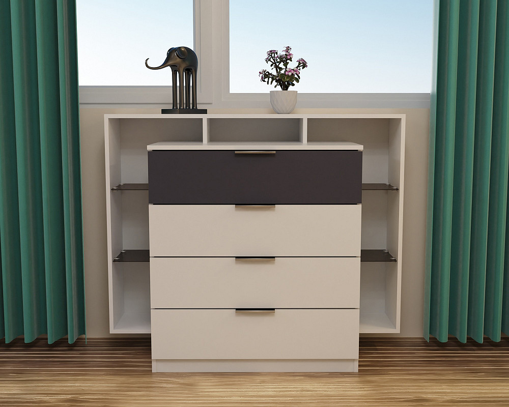 Комод Крістал, Білий/Антрацит, 1200/450/1000 Львів - фото 1