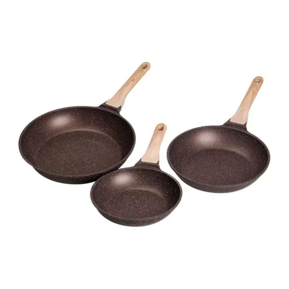 Набір сковорідок з товстим дном MGC, 3 предмети, кавовий Київ - фото 2