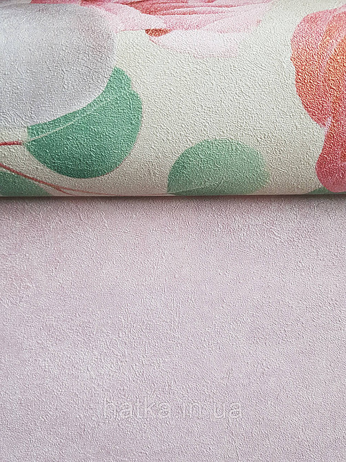 Шпалери вінілові на флізеліні гарячого тиснення Sintra Atmosphere під штукатурку однотонні рожеві 512340 Київ - фото 3