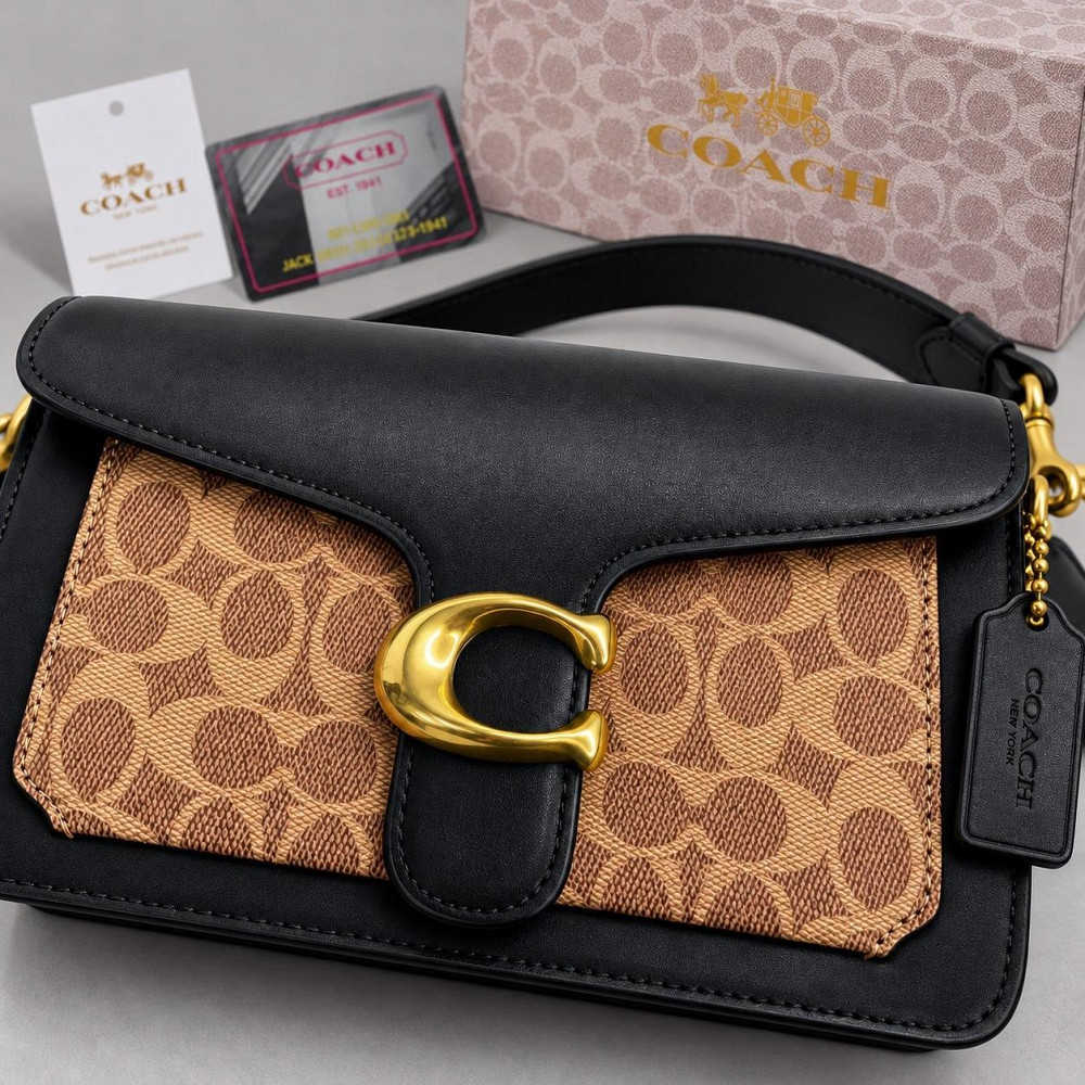 Женская брендовая сумочка Coach Tabby Shoulder black/brown Lux Киев - изображение 6
