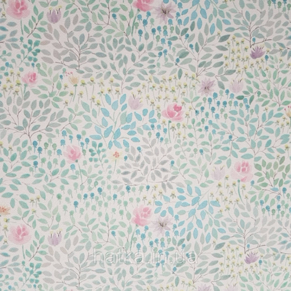 Шпалери флізелінові дитячі еко Lutece Tartine et Chocolat ніжні квіти рожеві листочки бірюзові блакитні Київ - фото 3