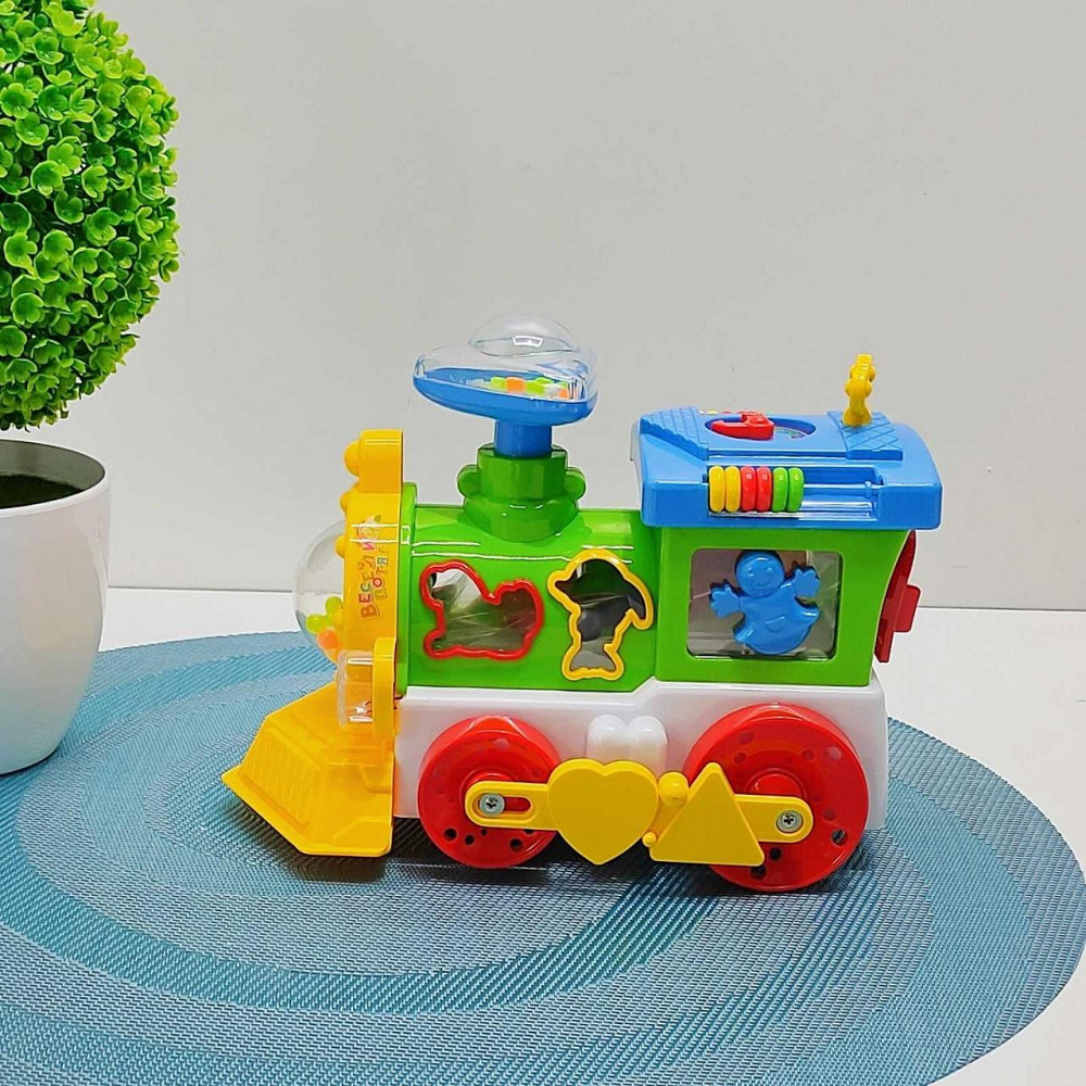 Паровоз розвиваючий TK Group озвучка на батарейках пищалка на трубі підсвічування Зелено-синій (93866) Чернігів - фото 2