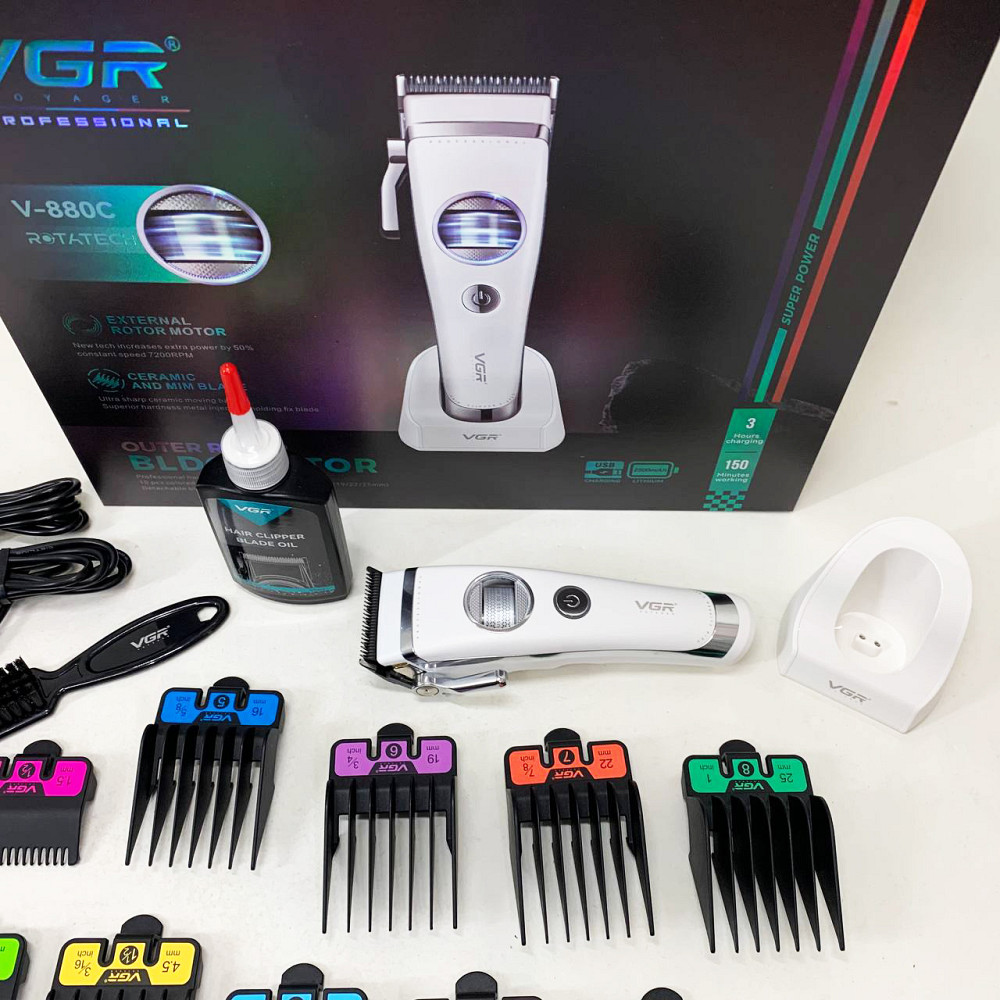 Машинка для різних стрижок акумуляторна, Професійний тример з насадками, Миюча машинка для стрижки HV-79 Львів - фото 11