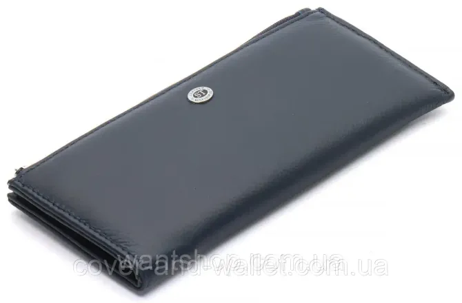 Тонкий кожаный кошелек на молнии ST Leather 025 Dark Blue Киев - изображение 2