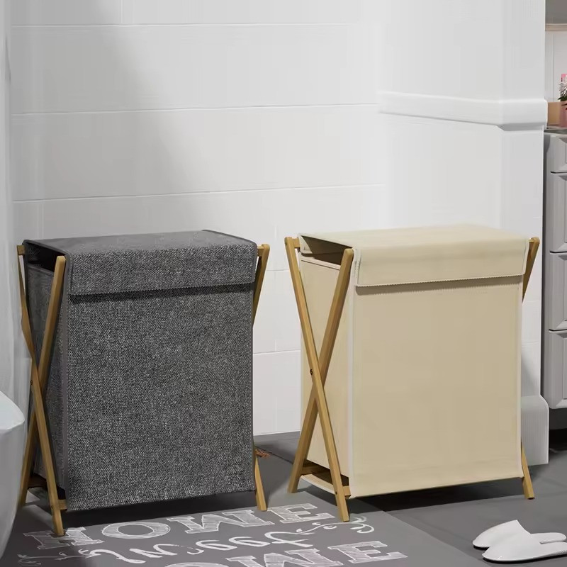 Корзина с крышкой для белья складная с крышкой, размер L, серая Каменец-Подольский - изображение 4