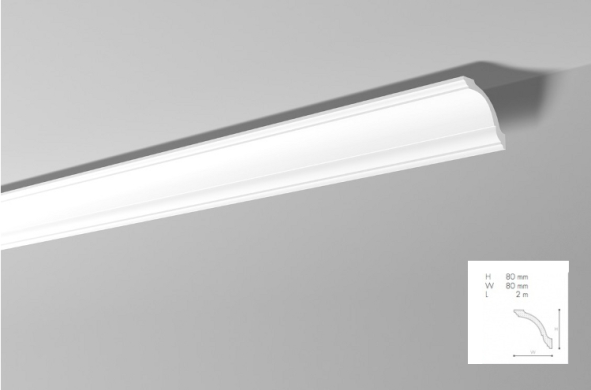 Карниз(плинтус) потолочный гладкий NMC , GO  , лепной декор из пенопласта Днепр - изображение 1