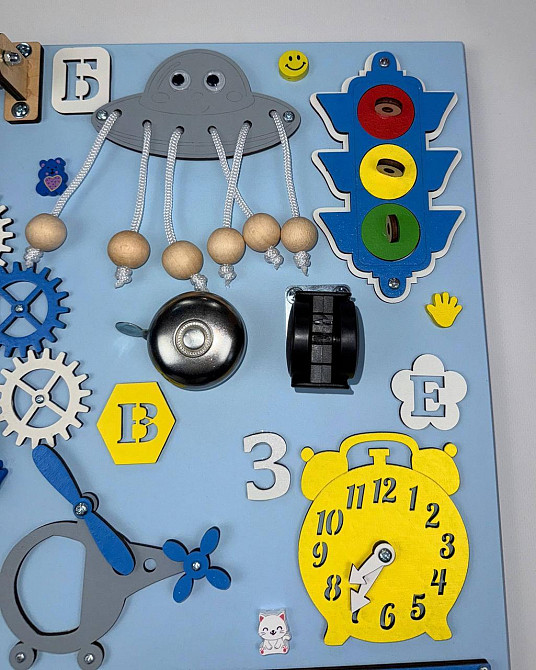 Игрушки от 6 месяцев для развития мелкой моторики Доска для мальчика 50x60 Бизиборд развивающая деревянная игрушка Монтессори Тернополь - изображение 7