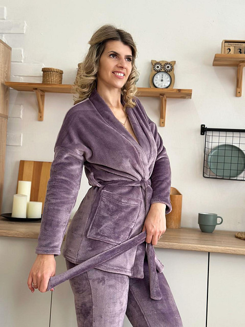 Домашній костюм з халатом "Nelly" оптом | Батал Ліловий, 50-52 Київ - фото 2