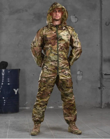 Тактический водонепроницаемый костюм дождевик мультикам зсу , Армейский дождевик маскировочный Львов
