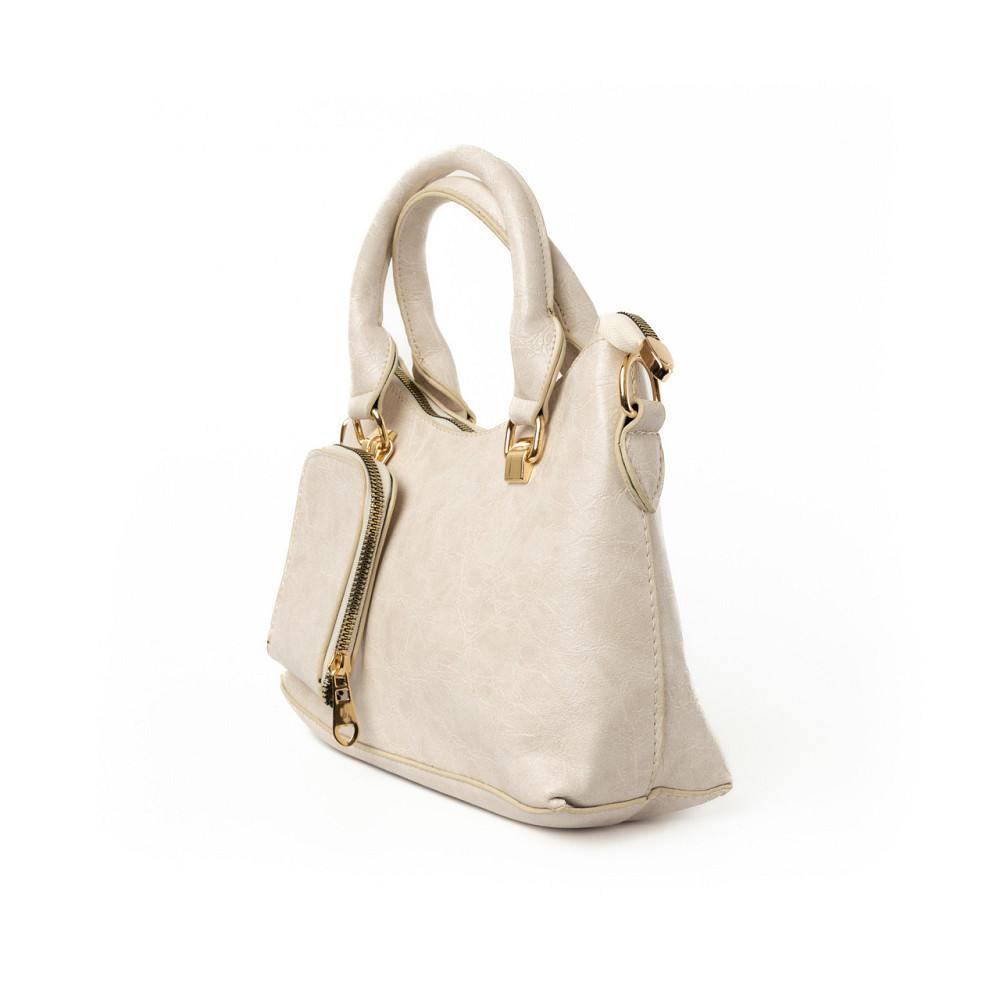 Сумка женская стильная вместительная на молнии из качественной экокожи с ручкой и плечевым ремешком, Молочная Каменец-Подольский - изображение 2