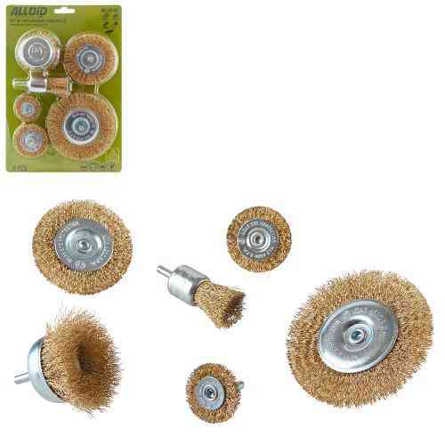 Набір щіток дротяних для дриля, 6шт 1/4" Alloid Одеса