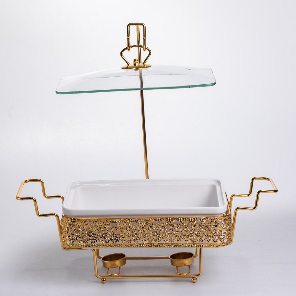 Фарфоровая мармитница 3.5 л с подставкой, белая с золотом Киев - изображение 3