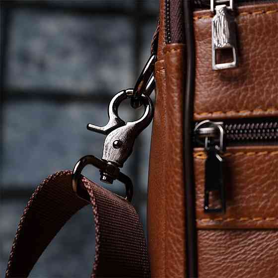 Чоловіча сумка з ручкою для перенесення в руці з натуральної шкіри Світло-коричневий (Vintage) Київ