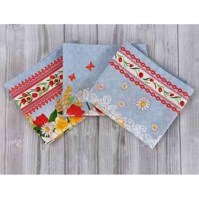 Рушник Руно набір кухонних Весняні квіти 45х80 см 3 шт (707Т_Весняні квіти) Вінниця
