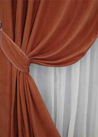 Комплект готовых штор VR-Textil Нубук однотонный № 1512ш Терракотовый 150х290 см 2 шт (33-0388 Киев