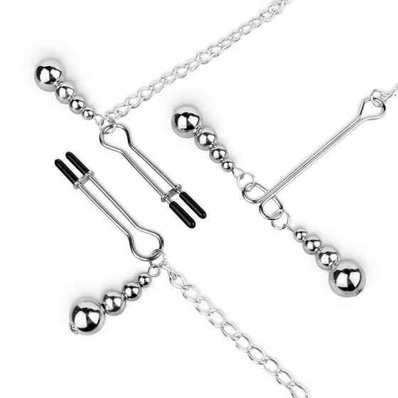 Затискачі для сосків та клітора Bedroom Fantasies: Nipple and Clitoris Clamps - Silver Sex Aura Київ