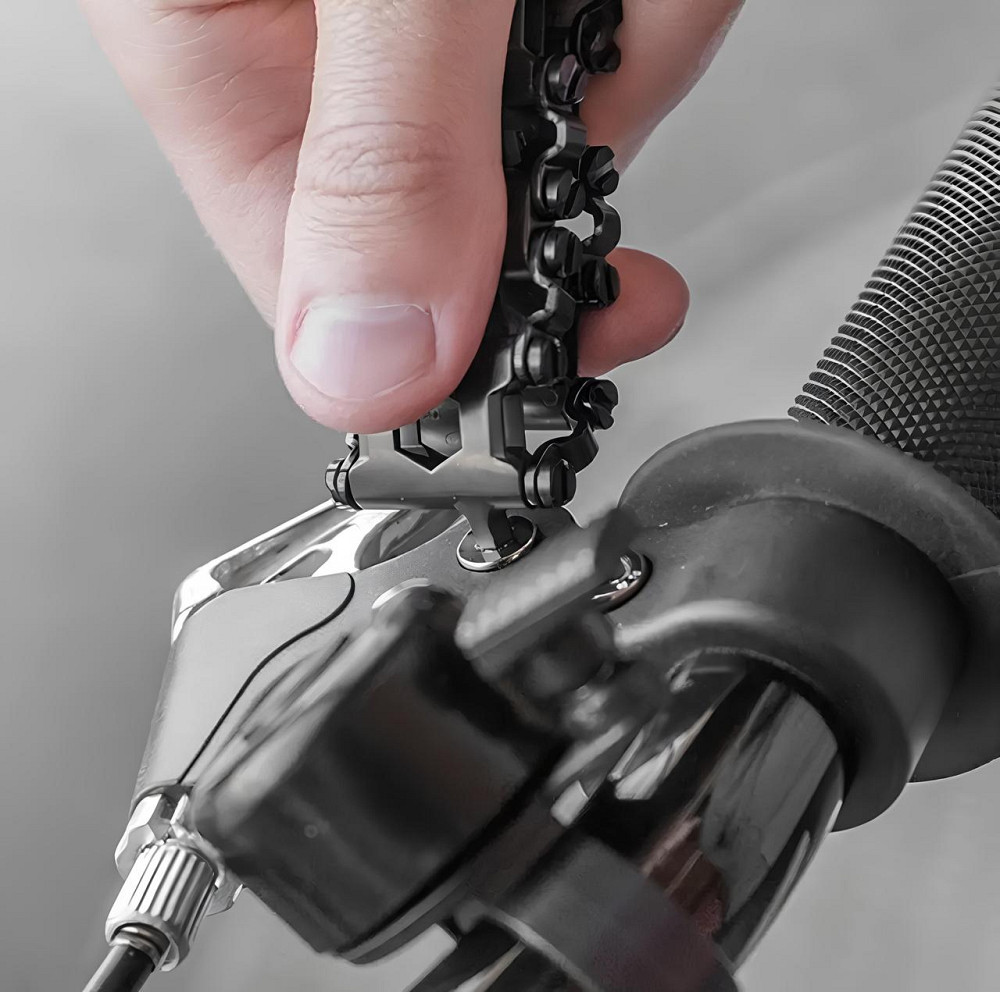 Чоловічий браслет-мультитул RESTEQ Tread Metric-Stainless — стильний металевий браслет 29 в 1, чорний колір Київ - фото 6