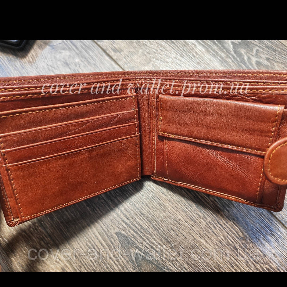 Світло-коричневий чоловічий шкіряний гаманець на кнопці середнього розміру Нorton Київ - фото 6