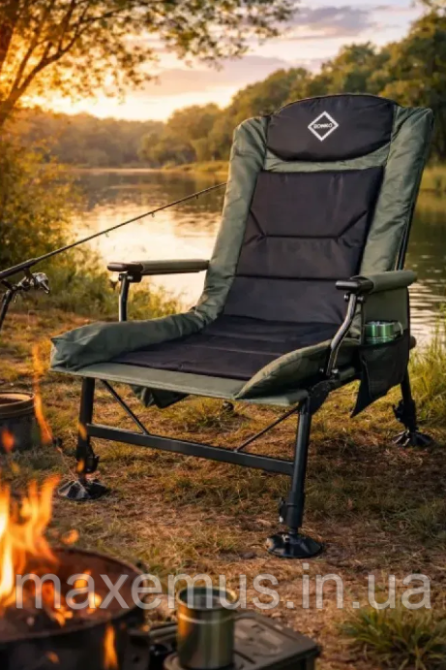 Карповое кресло раскладное для рыбалки Bonro B2 2 темно-зеленое (до 150 кг, спинка 180°) Мостиска - изображение 20