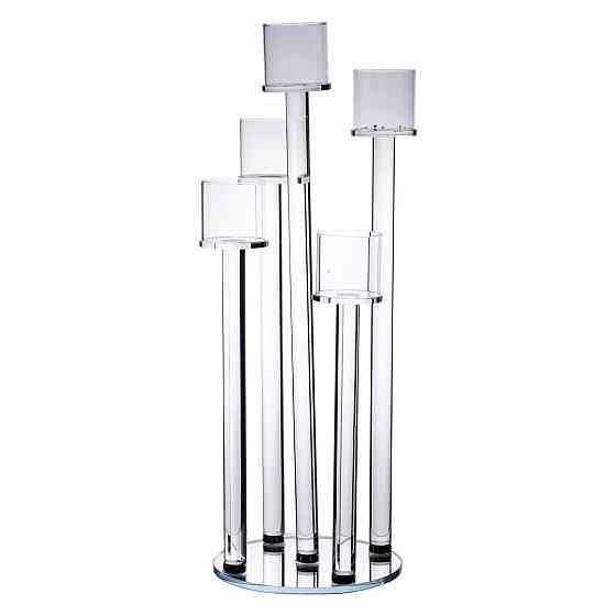 Декоративний підсвічник на 5 свічок, прозорий, 20×56.5 см Київ