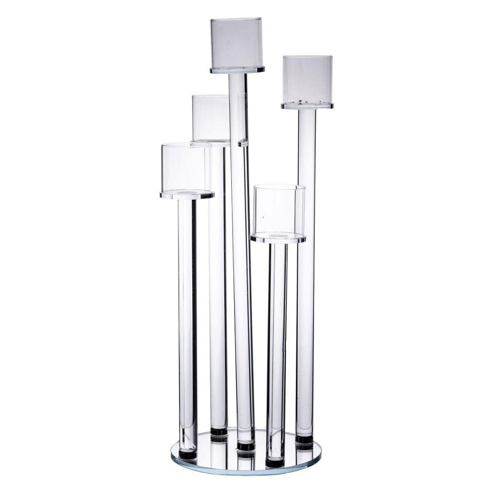 Декоративний підсвічник на 5 свічок, прозорий, 20×56.5 см Київ - фото 3