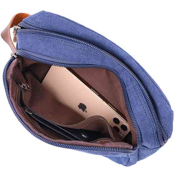 Зручна барсетка для чоловіків на два відділення із якісного текстилю Vintage 22234 Синій Київ