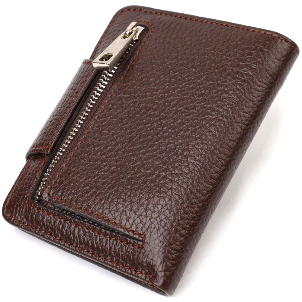 Практичне жіноче портмоне середнього розміру з натуральної шкіри Коричневе (CANPELLINI) Київ - фото 6