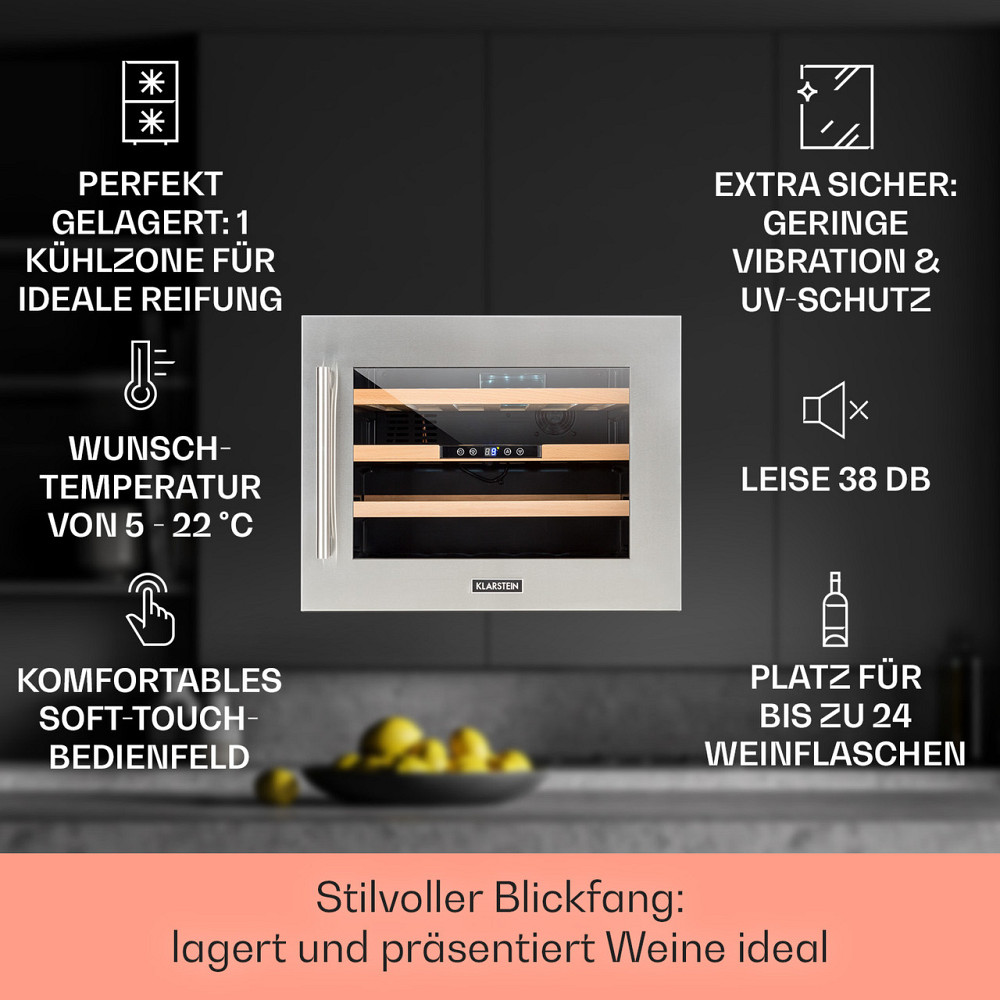 Vinsider 24 Built-In Uno вбудований холодильник для вина 24 пляшки 57 літрів сріблястий (Німеччина, читати Рівне - фото 2