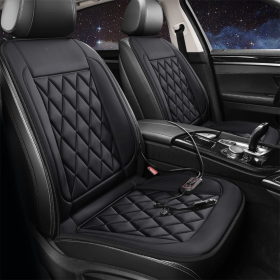 Комплект автомобільних накидок з підігрівом для сидінь 3в1 універсальні в машину від прикурювача 12В, колір чорний Кам'янець-Подільський