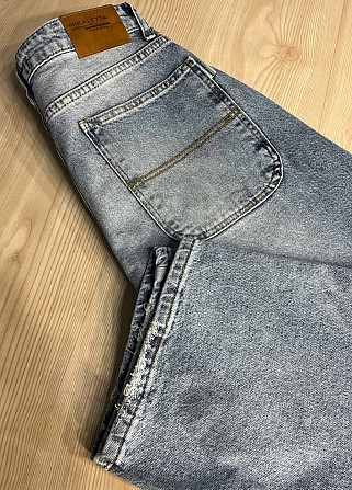 Джинси жіночі Mikaletta 9505 SKATER BALON jeans широкий крій банани косі кишені блакитні, блакитний, Одеса - фото 10