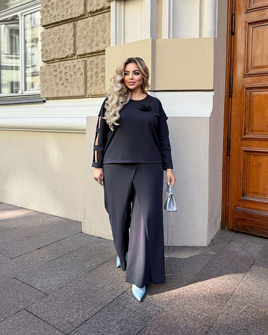 Женский батальный костюм двойка креп дайвинг Графит, 56/58 Одесса - изображение 7