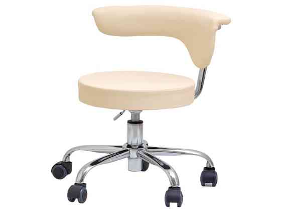 Стілець для майстра педикюру зі спинкою на колесах модель 325, Бежевий Київ