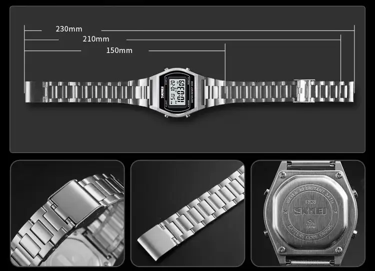 Наручний електронний ретро годинник Skmei 1328 Сріблястий Київ - фото 7
