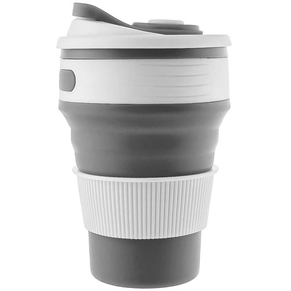 Стакан складной силиконовый 350 мл с крышкой серый Киев - изображение 1