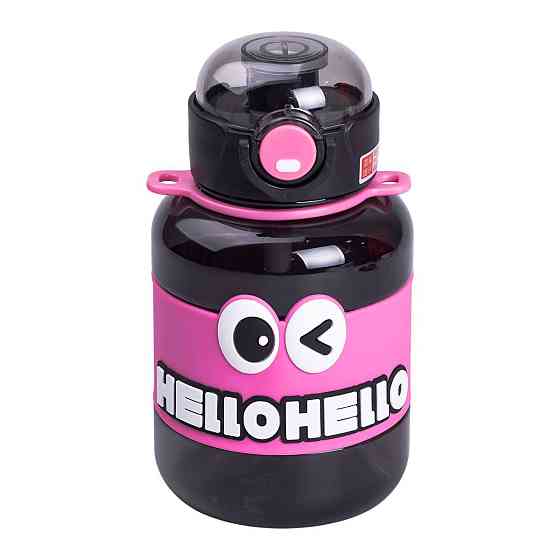 Пляшка для води дитяча з трубочкою 680 мл з ручкою та ремінцем Чорна HP-14-46B Київ