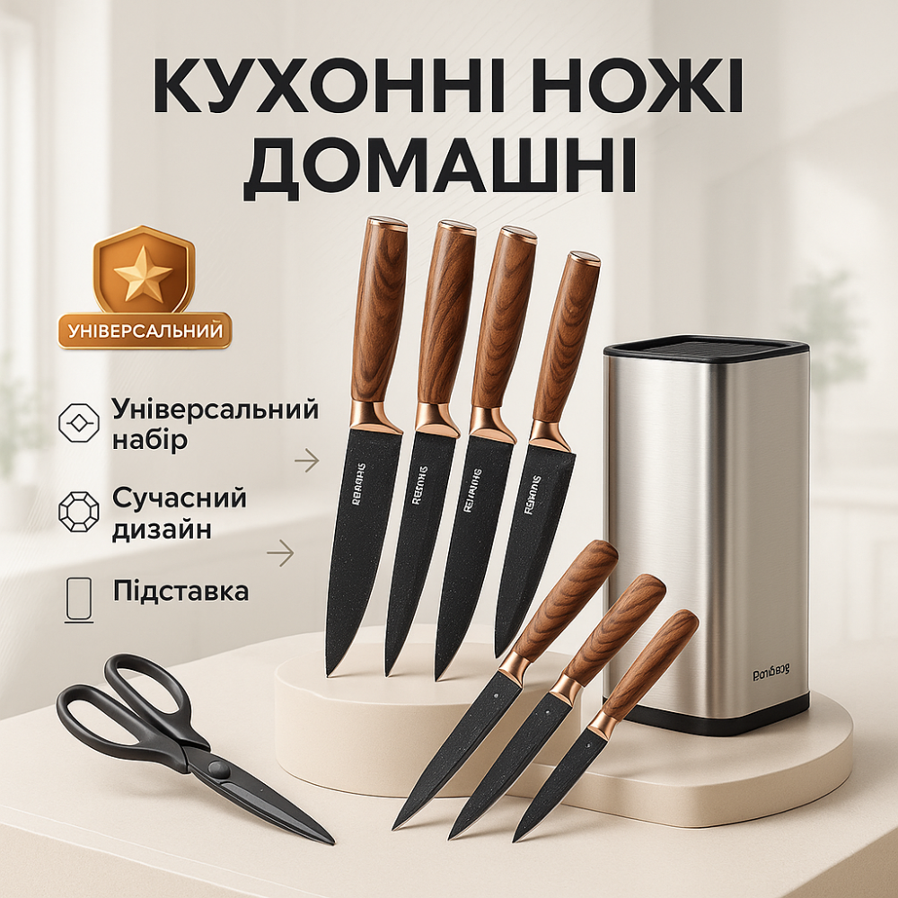 Набор кухонных ножей для поваров, Кухонные ножи для готовки, Набор хороших качественных кухонных ножей VR-78 Львов - изображение 9