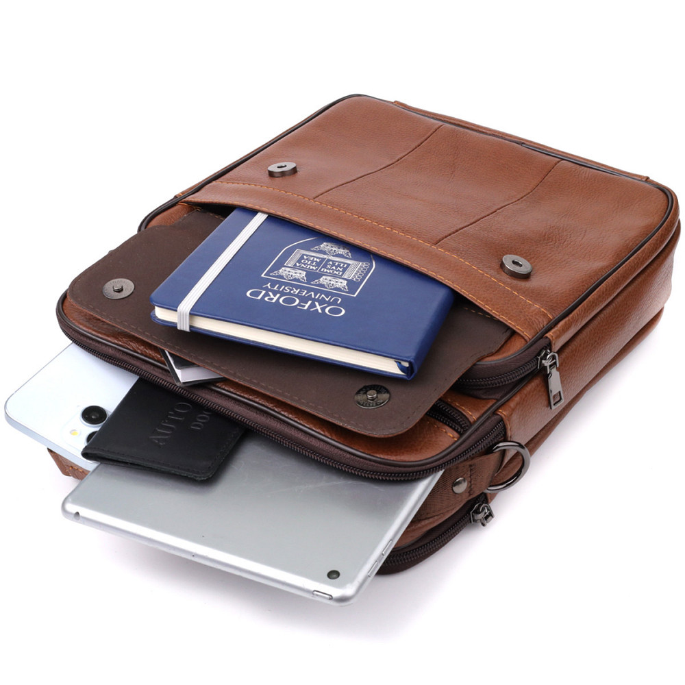 Чоловіча сумка з ручкою для перенесення в руці з натуральної шкіри Світло-коричневий (Vintage) Київ - фото 3