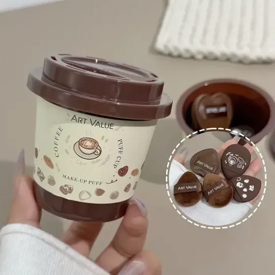 Набор мини-губок для макияжа в упаковке-кофейной чашке – 5 шт Киев