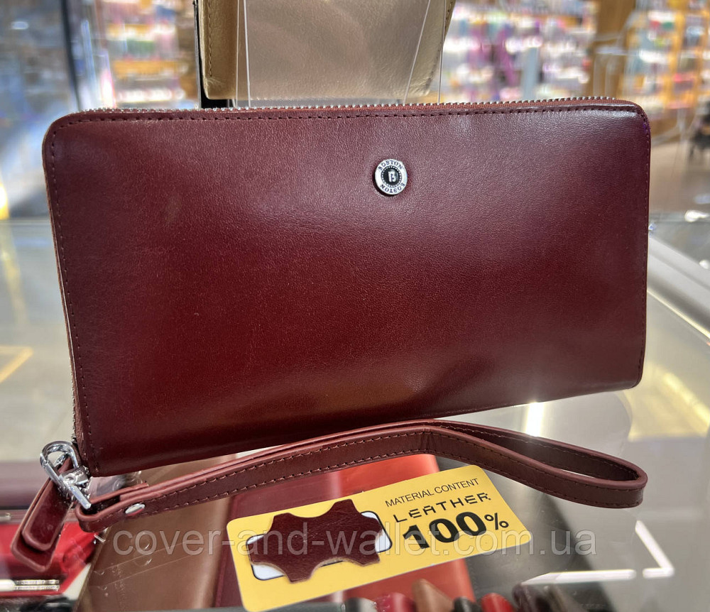 Фирменный мужской кожаный портмоне клатч на молнии коричневый BOSTON Киев - изображение 8