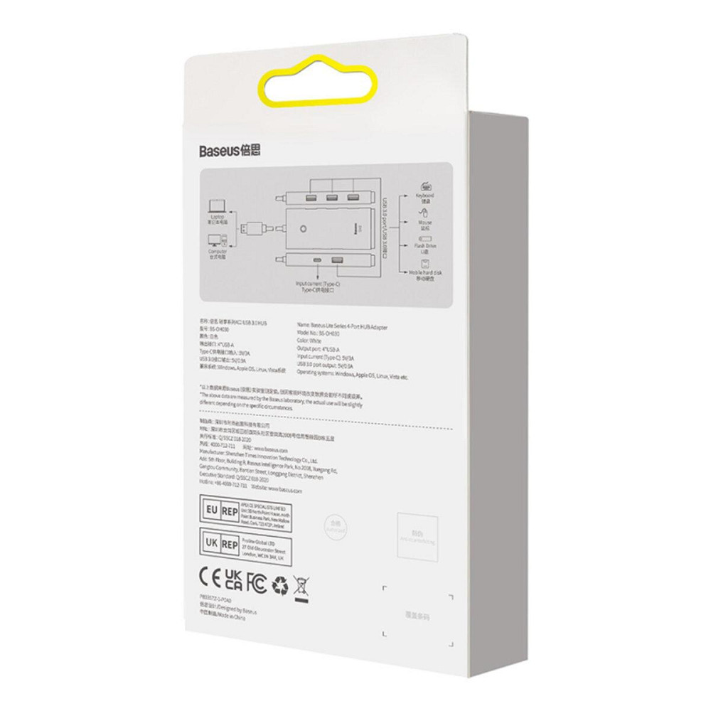 Хаб адаптер перехідник USB-Hub Baseus Lite Series 4-Port Type-C HUB Adapter (Type-C to USB 3.0*4) 25cm Black WKQX030301 Одеса - фото 3