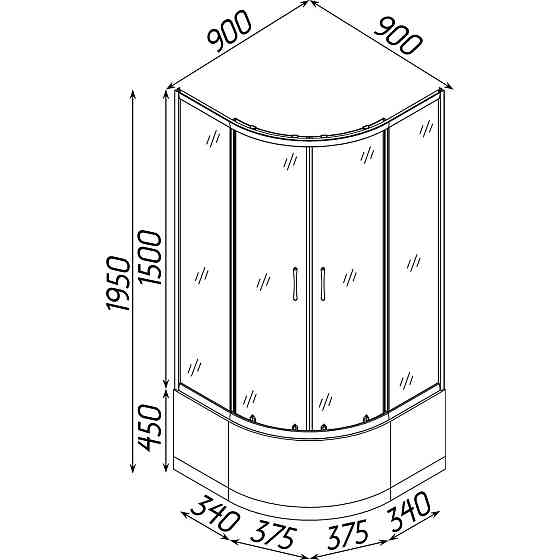 Душевая кабина полукруглая JAMNO H90MS BRAVO (2уп.) (000031400) Киев