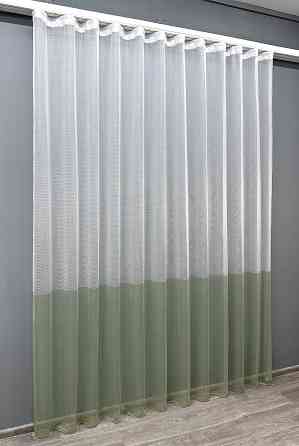 Тюль VR-Textil 1747т Сітка Льон Білий з оливковим 300х250 см (42-0856) Київ