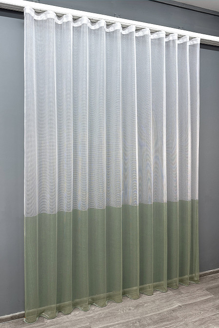 Тюль VR-Textil 1747т Сітка Льон Білий з оливковим 300х250 см (42-0856) Київ - фото 3