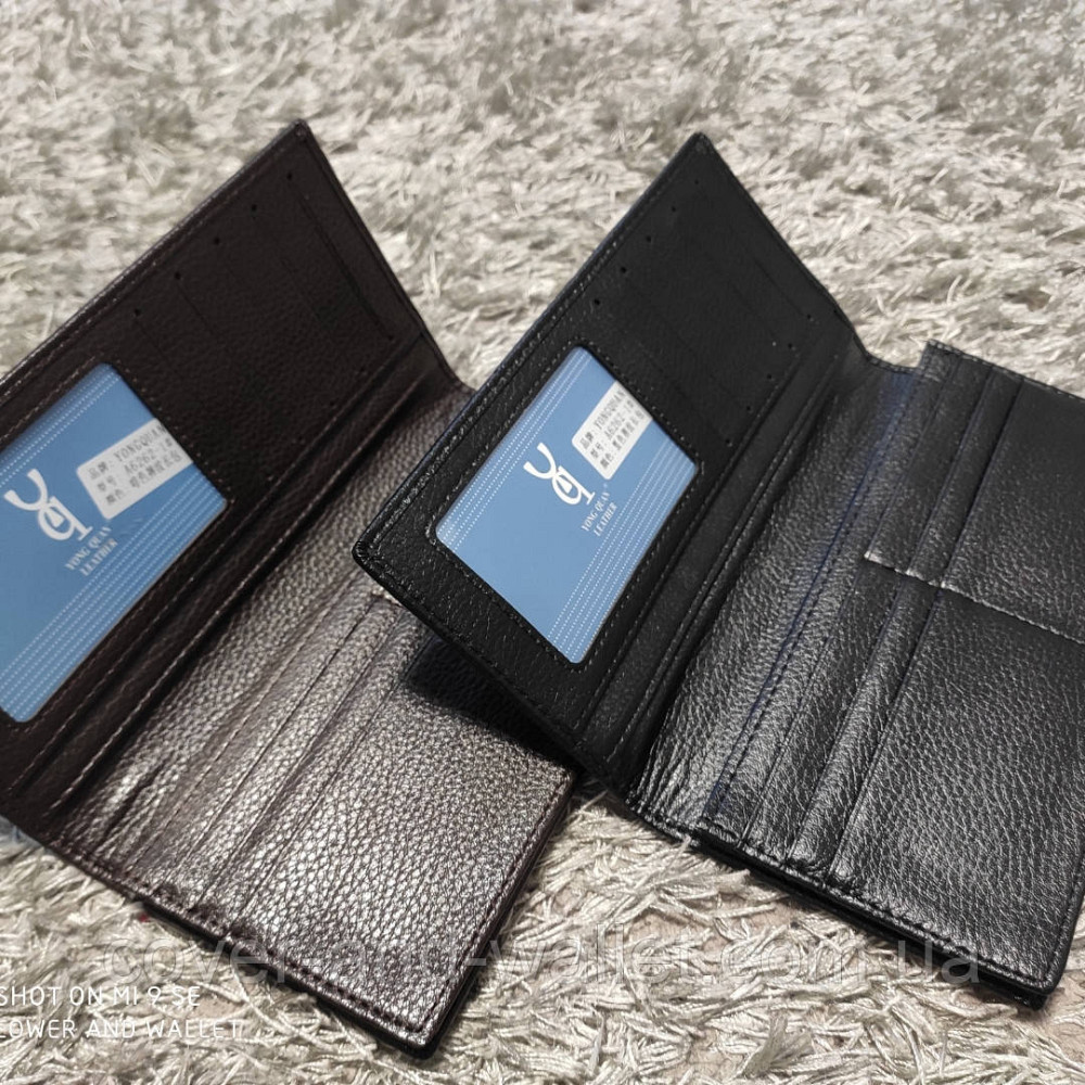 Стильний чоловічий гаманець купюрник без застібки чорного кольору Київ - фото 9